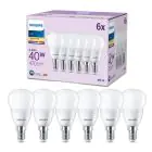 Mehrfachpackung 6x Philips Glühbirne LED E14 Birne Matt 5W 470lm - 827 
