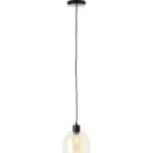 Brilliant Casto Suspension Luminaire Verre Suspension Luminaire Métal Noir Beige | 190mm - Convient pour 1x E27